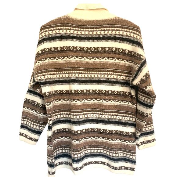 Vintage Maglia Donna Nordic Sweater M Fair Isle Brown Wool Blend Italy Pullover - Picture 2 of 8